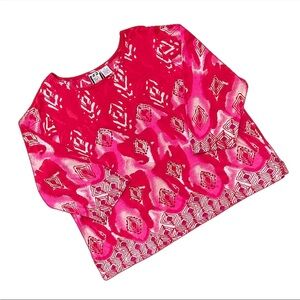 Vibrant Pink Geometric Women's Blouse
